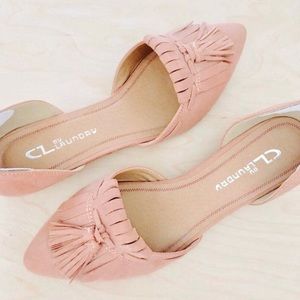Rose Pink Tassel Flats